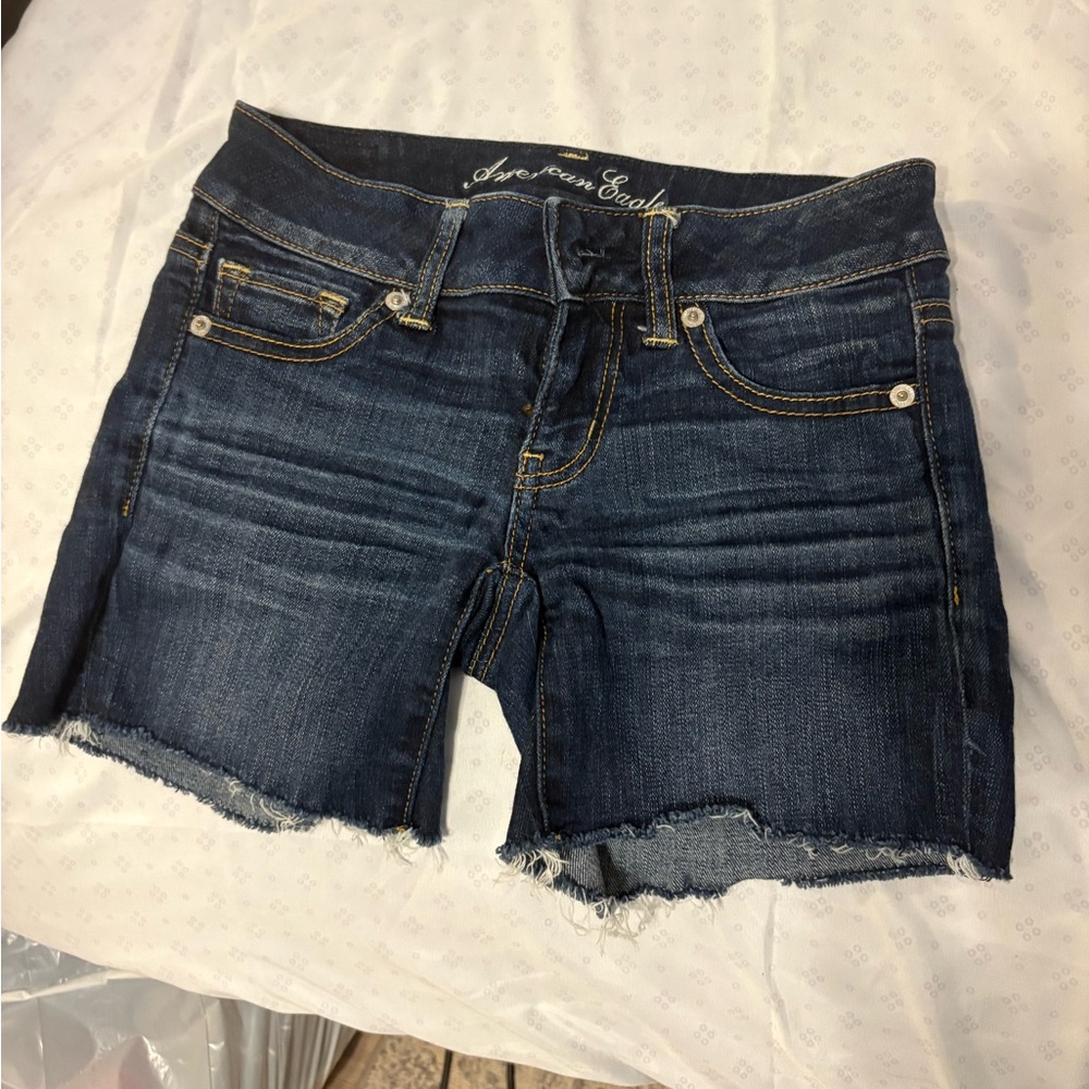 American Eagle Dark Blue Denim Cutoff Shorts